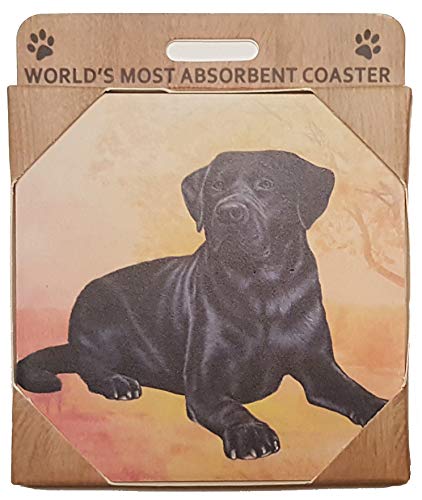 E&S Stone Coaster-Labrador Black Laying