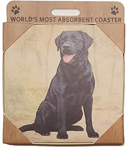 E&S Stone Coaster-Labrador Black Sitting