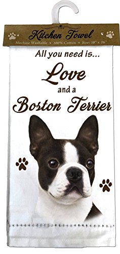 E&S Kitchen Towel All You Need is Love and a-Boston Terrier