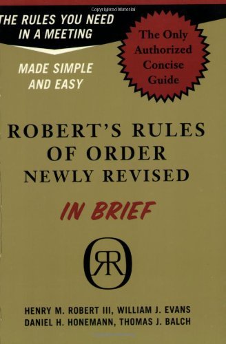 Robert,Henry M.,Iii/Robert's Rules Of Order Newly Revised In Brief@Revised