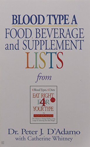 Peter J. D'Adamo/Blood Type a Food, Beverage and Supplement Lists