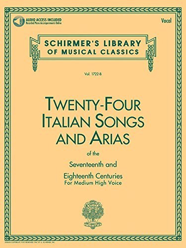 Hal Leonard Corp 24 Italian Songs & Arias Of The 17th & 18th Centur Medium High Voice Book With Online Audio 
