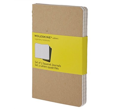 Moleskine Pocket Cahier Journals/Squared - Kraft@Set of 3