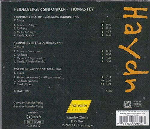 J. Haydn/Sym(S ) 94 & 104@Fey/Heidelberg Symphony