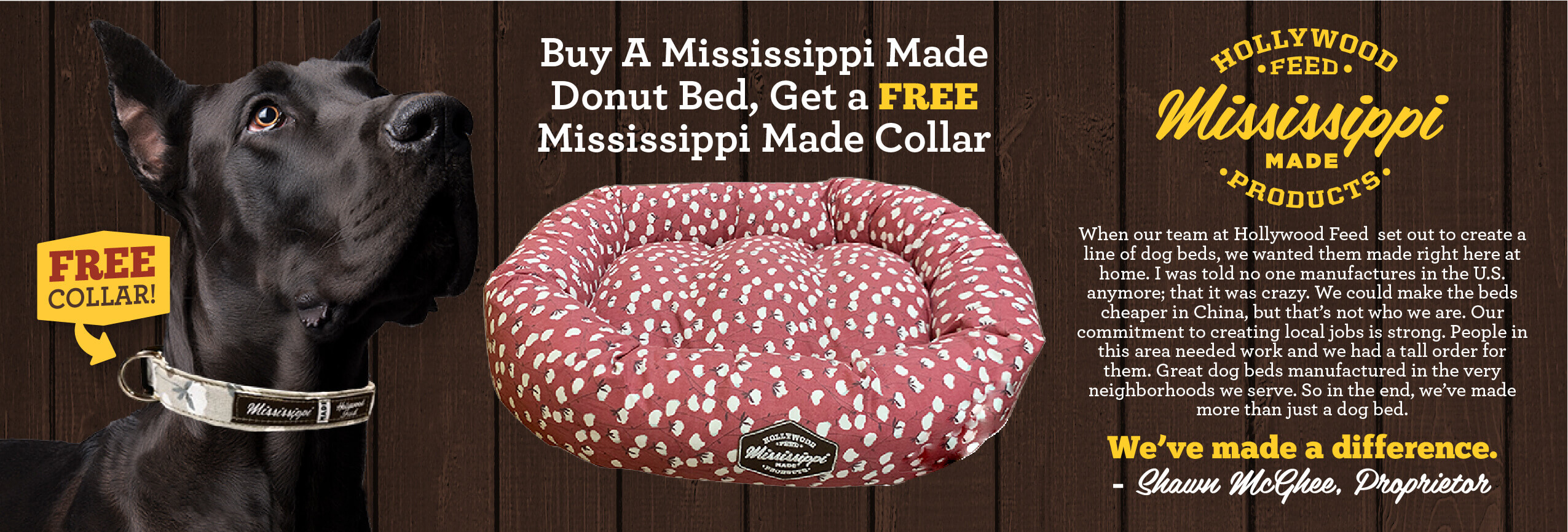 Buy A Mississippi Made Donut Bed, Get a Free Mississippi Made Collar