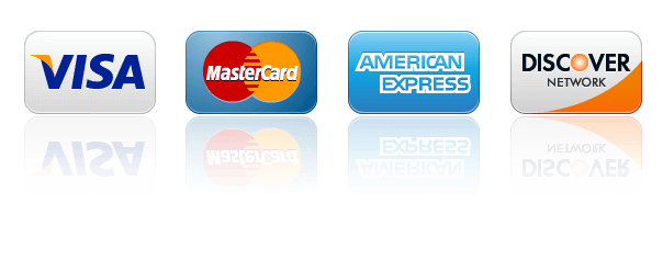 Our Payment Methods - Visa MasterCard American Express Disover