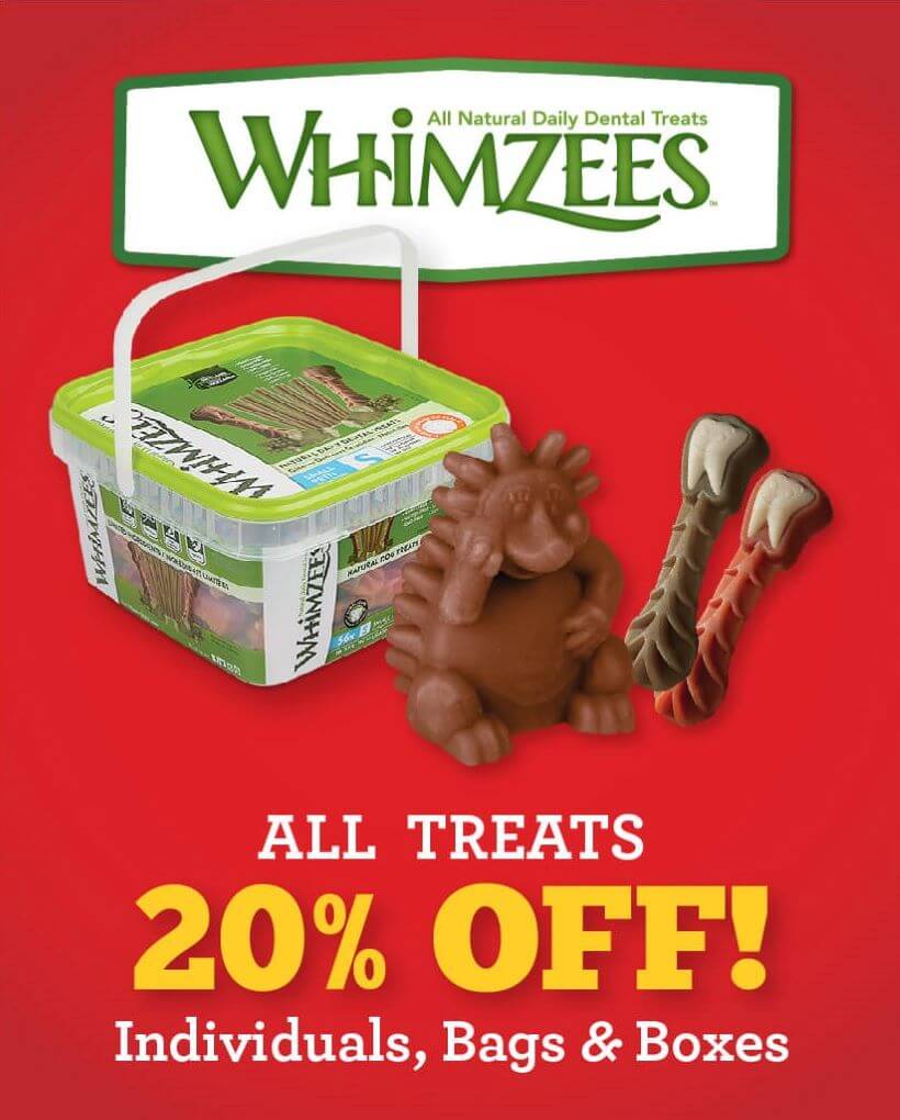 Happy Holidays - 20% Off All Whimzees Treats (Individuals, Bags &amp;amp; Boxes)