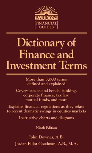 John Downes Dictionary Of Finance And Investment Terms 0009 Edition; 