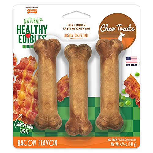Nylabone Healthy Edibles Bacon Chew Treats, 3 pack