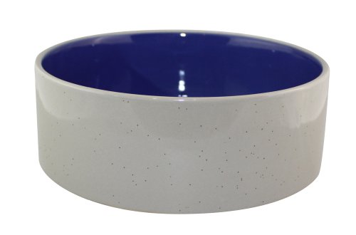 Ethical Dog Dish - White & Blue Stoneware