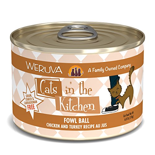 Weruva Cats in the Kitchen Fowl Ball Chicken and Turkey Recipe Au Jus for Cats