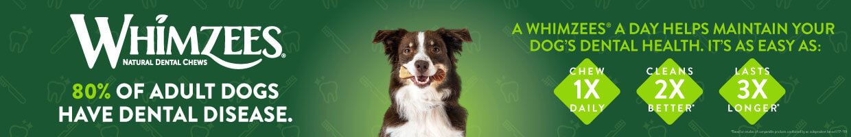 Whimzees Logo 80% of adult dogs have dental disease