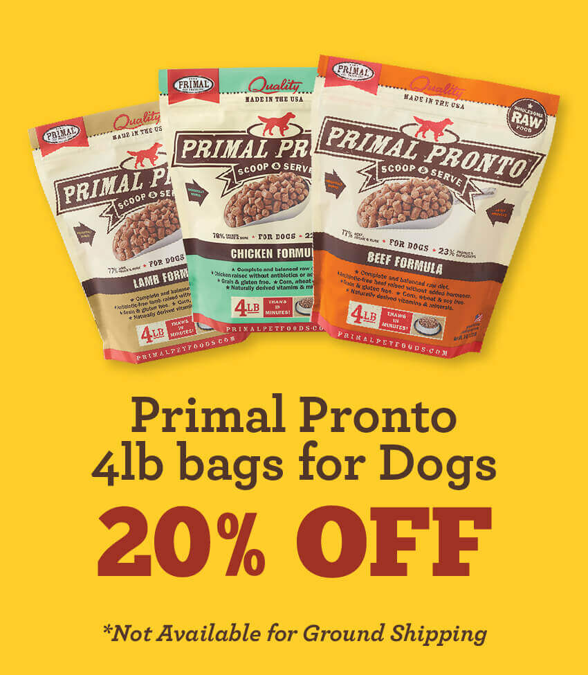 20% Off! Primal Pronto 4lb bags for Dogs