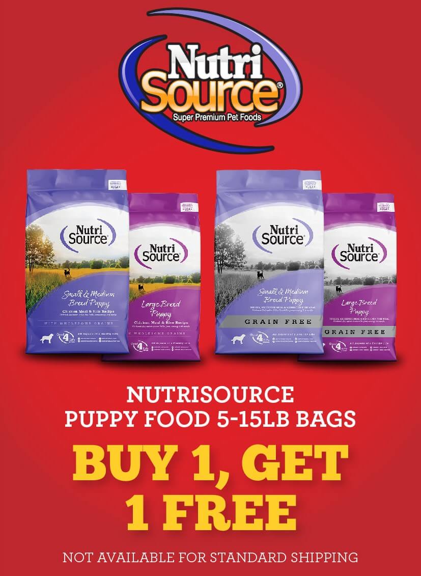Happy Holidays - Nutrisource Puppy Food In 5 and 15lb Bags Buy 1, Get 1 Free