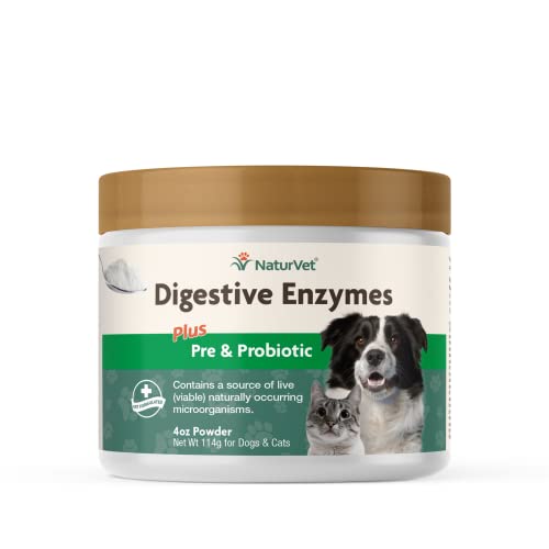 NaturVet Digestive Enzymes Powder with Prebiotics and Probiotics