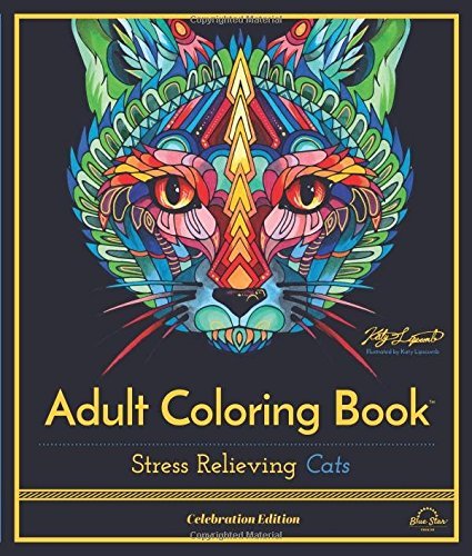 Blue Star Premier/Adult Coloring Book@Stress Relieving Cats, Celebration Edition