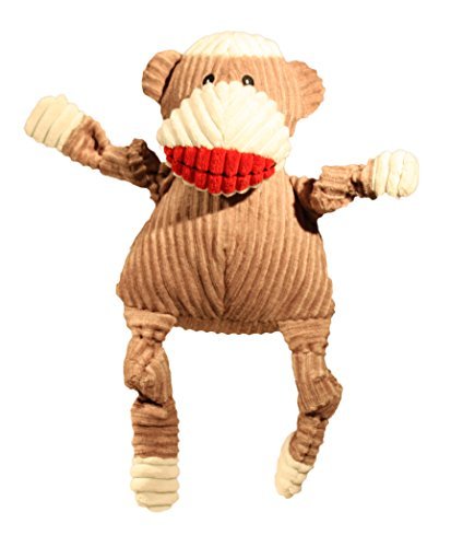 HuggleHounds Dog Toy - Plush Corduroy Durable Sock Monkey Knottie