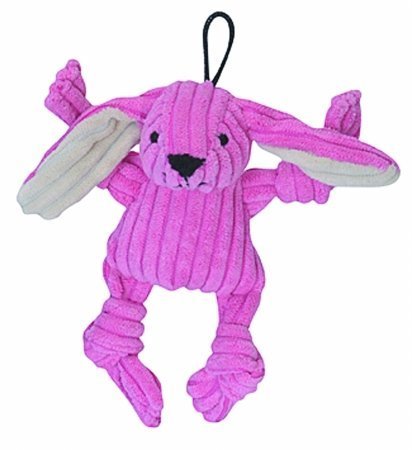 HuggleHounds Dog Toy - Plush Corduroy Durable Knotties Bunny
