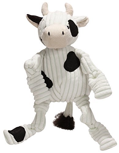 HuggleHounds Plush Dog Toy - Corduroy Knotties Dottie Cow