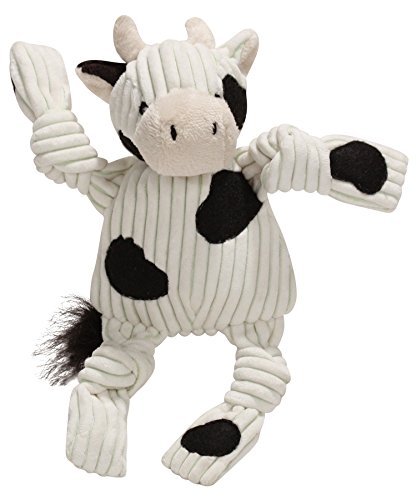 HuggleHounds Dog Toy - Plush Corduroy Durable Knotties Cow