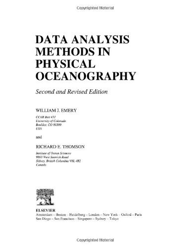 William J. Emery Data Analysis Methods In Physical Oceanography 0002 Edition; 