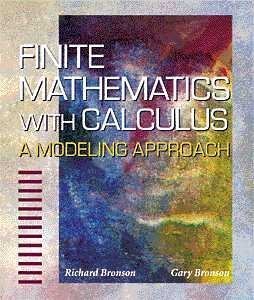 Richard Bronson Finite Mathematics With Calculus A Modeling Approach 