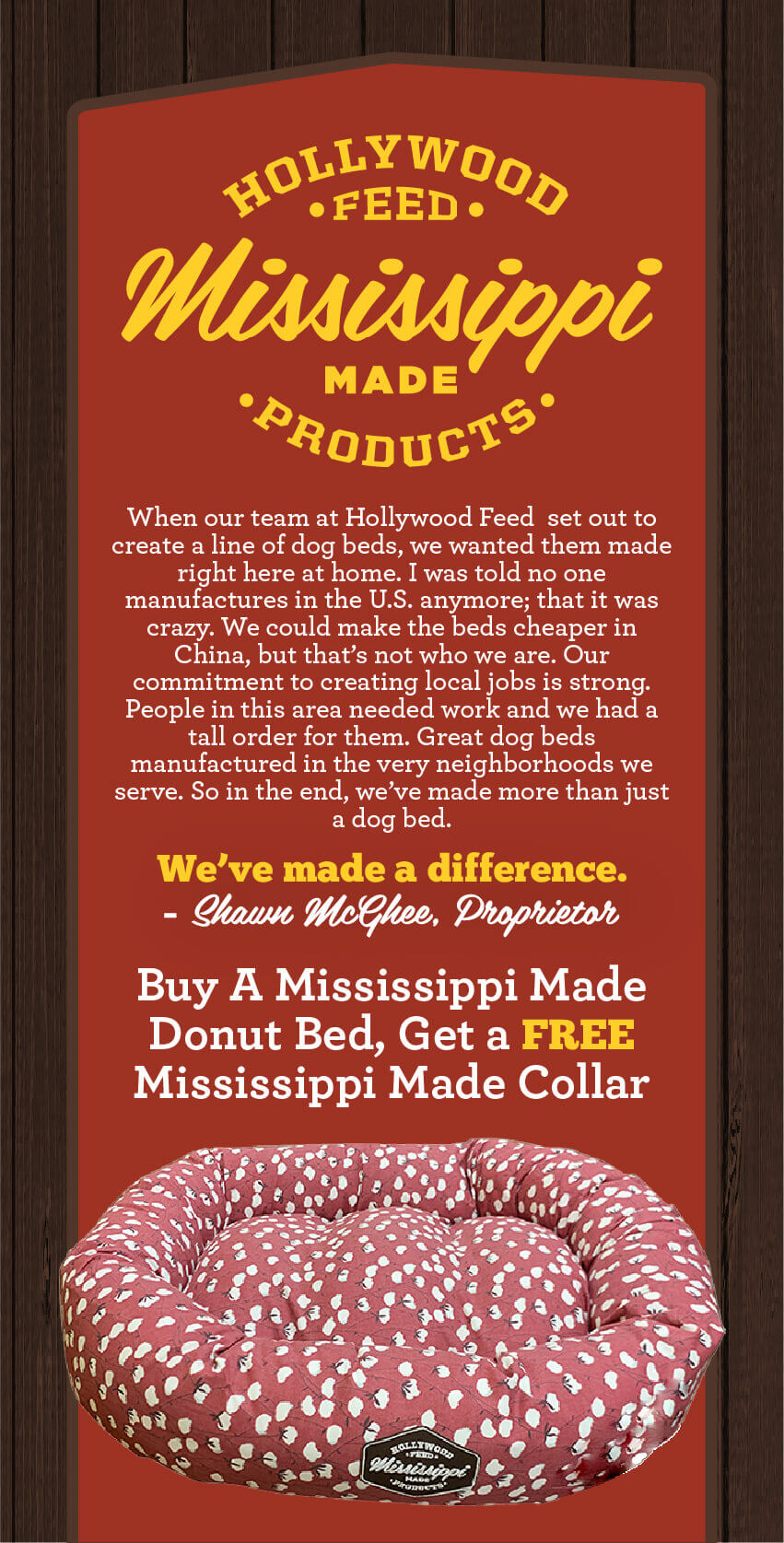 Buy A Mississippi Made Donut Bed, Get a Free Mississippi Made Collar
