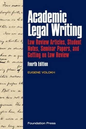 Eugene Volokh Academic Legal Writing Law Review Articles Student Notes Seminar Paper 0004 Edition; 