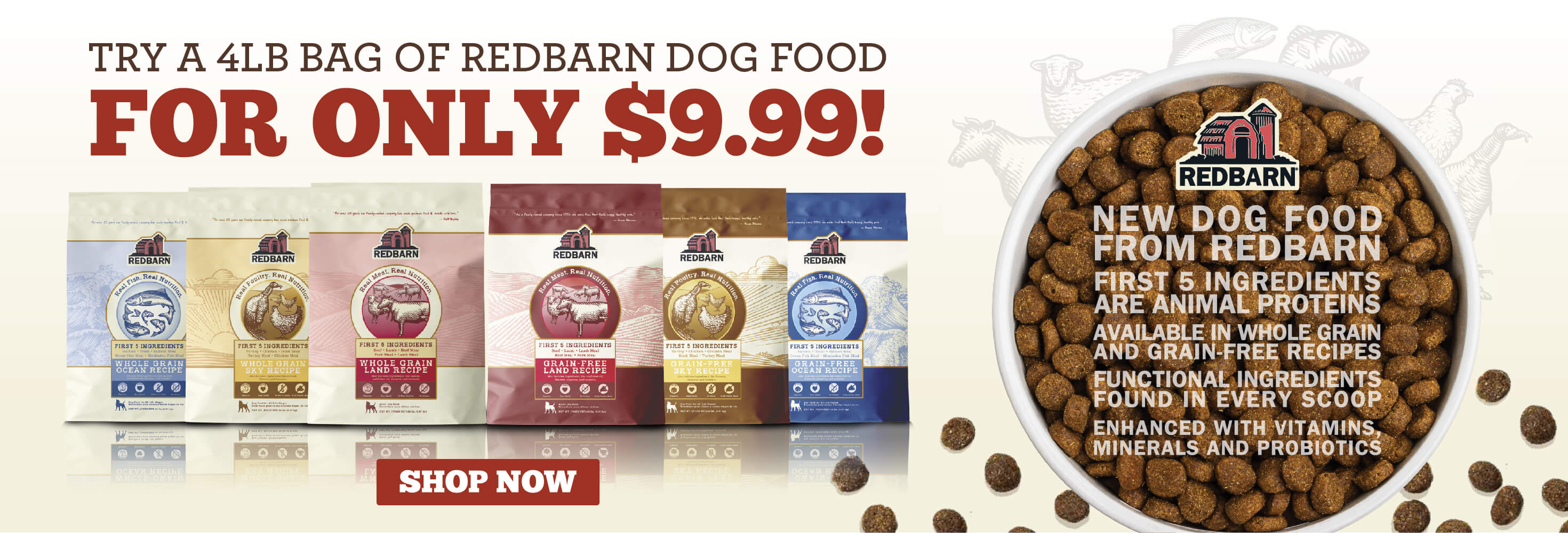 Try A 4LB Bag of Redbarn Dog Food For Only Dollar 9.99