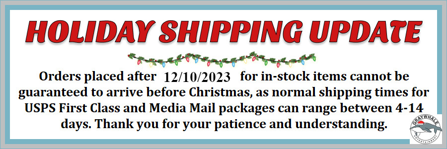ATTENTION: Orders placed after 12/10/2023 for in-stock items cannot be guaranteed to arrive before Christmas, as normal shipping times for USPS First Class and Media Mail packages can range between 4-14 days. Thank you for your patience and understanding.
