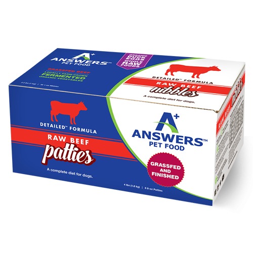 Answers Frozen Dog Food - Detailed Beef Patties