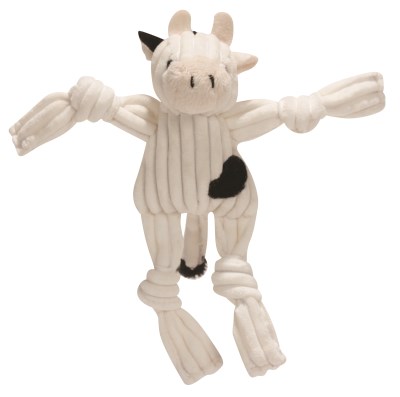HuggleHounds Dog Toy - Plush Corduroy Durable Knotties Cow