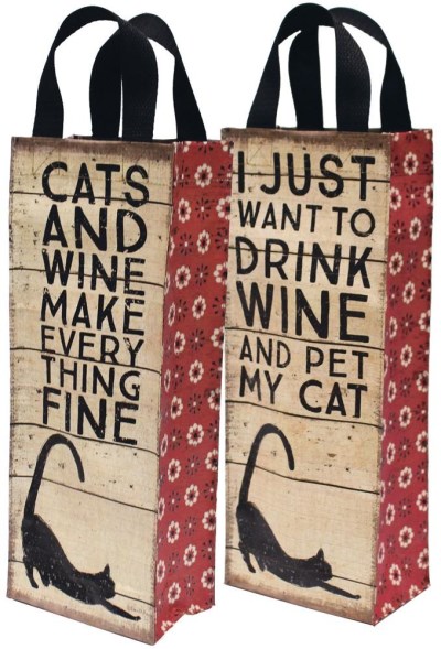 Primitives by Kathy Wine Tote - Cats And Wine