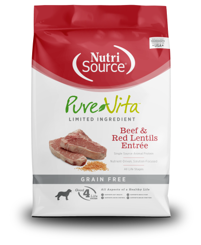 NutriSource PureVita Dog Food - Grain Free Beef & Red Lentils