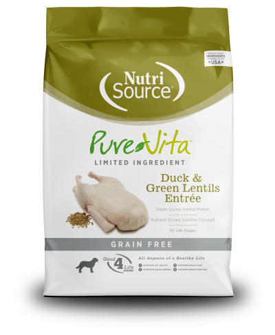 NutriSource PureVita Dog Food - Grain-Free Duck & Green Lentils