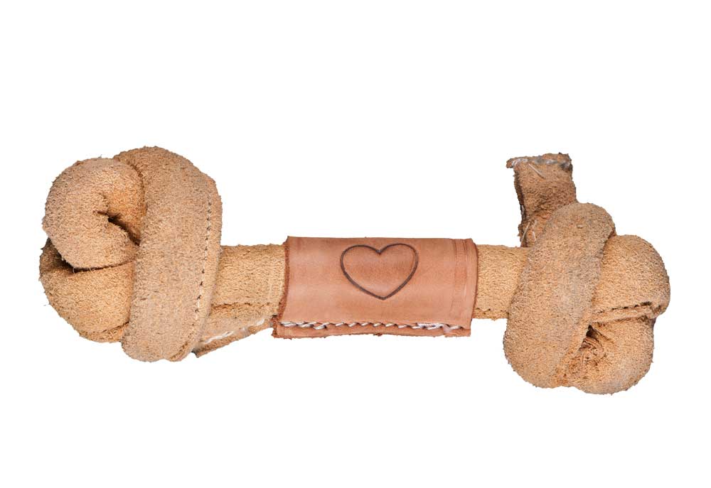 HuggleHounds Dog Toy - Leather Knotted Bone