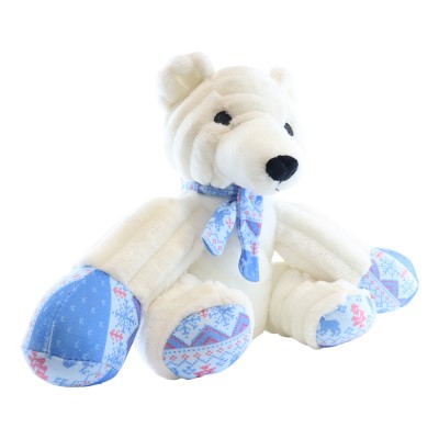 Patchwork Plush Dog Toy - Holiday Sitting Polar Bear