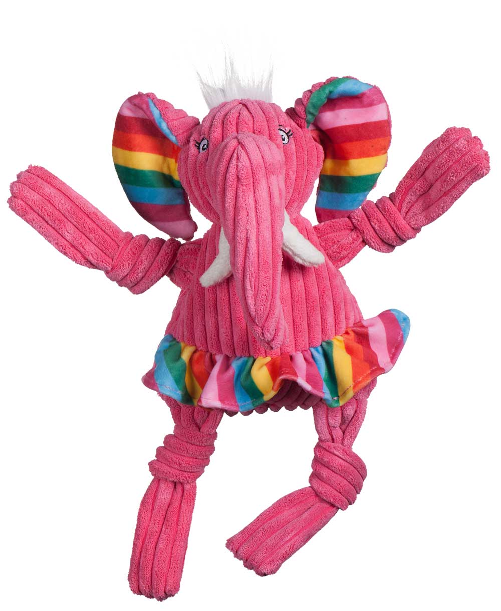 HuggleHounds Dog Toy - Knottie - Rainbow Elephant