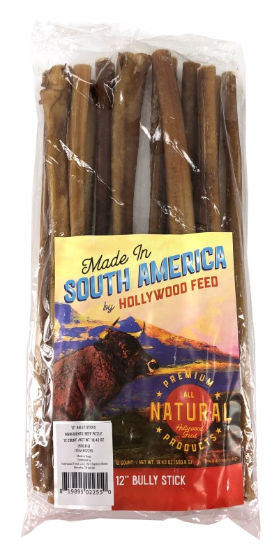 Hollywood Feed Made In South America Dog Chew - Bully Stick - 12 in-12 count