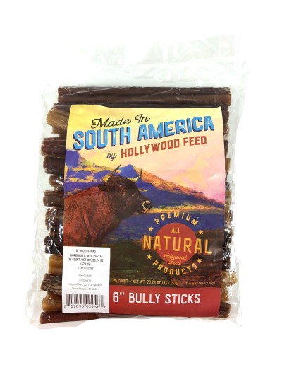 Made In South America Dog Chew - Bully Stick - 6 in-- 25 Count