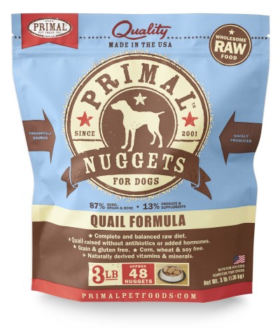 Primal Frozen Dog Food - Nuggets - Quail