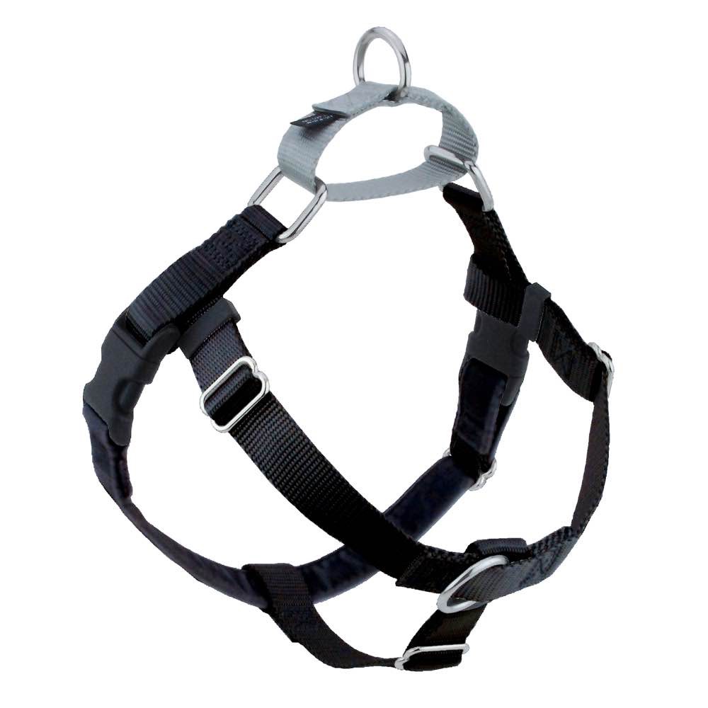 2 Hounds Design Dog Harness & Leash - Freedom No Pull, Combo Black-1-in, 28" - 32"