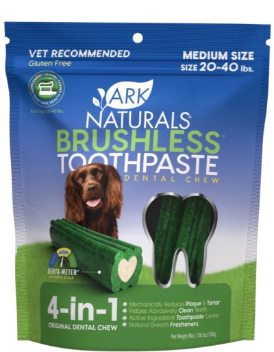 Ark Naturals Dog Dental Treats - Brushless Toothpaste Chews-18 oz