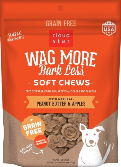Cloud Star Dog Treats- Wag More Bark Less Grain-Free Soft & Chewy with Peanut Butter & Apples