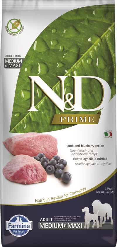 Farmina N&D Prime Dry Dog Food - Lamb & Blueberry Med/Maxi Adult