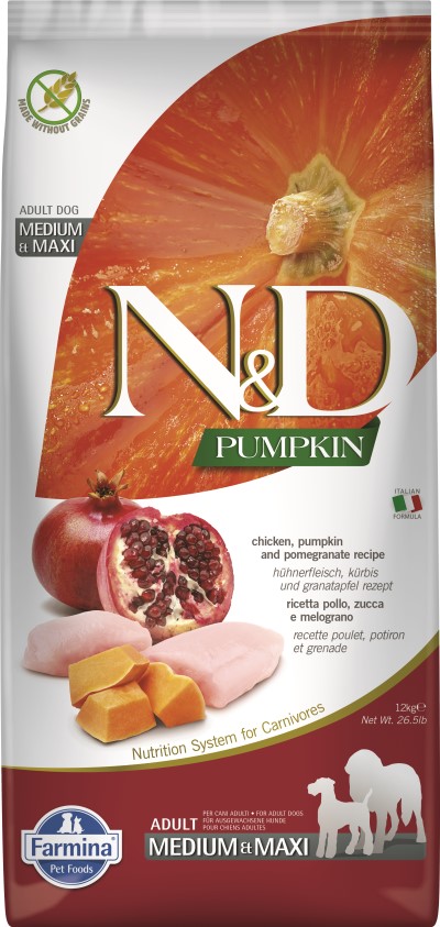 Farmina N&D Pumpkin Dry Dog Food - Chicken & Pomegranate Med/Maxi Adult-FARMINA PUMPKIN CHICKEN