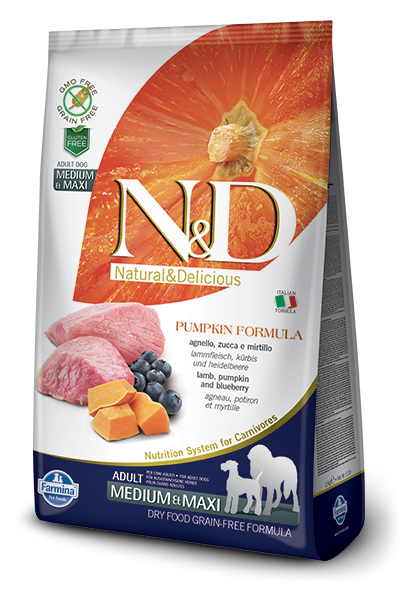 Farmina N&D Pumpkin Dry Dog Food - Lamb & Blueberry Med/Maxi Adult