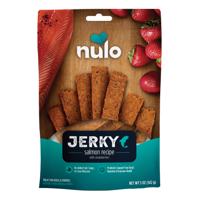 Nulo Dog Treats - Freestyle Jerky Strips Salmon with Strawberries