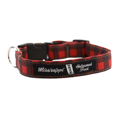 Hollywood Feed Mississippi Made Dog Collar - Red Check