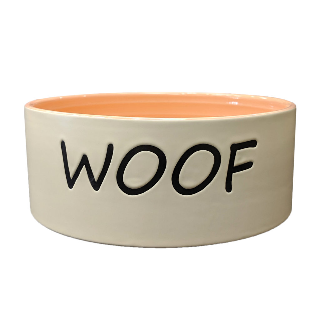 Ethical Dog Bowl - Ceramic Woof Coral
